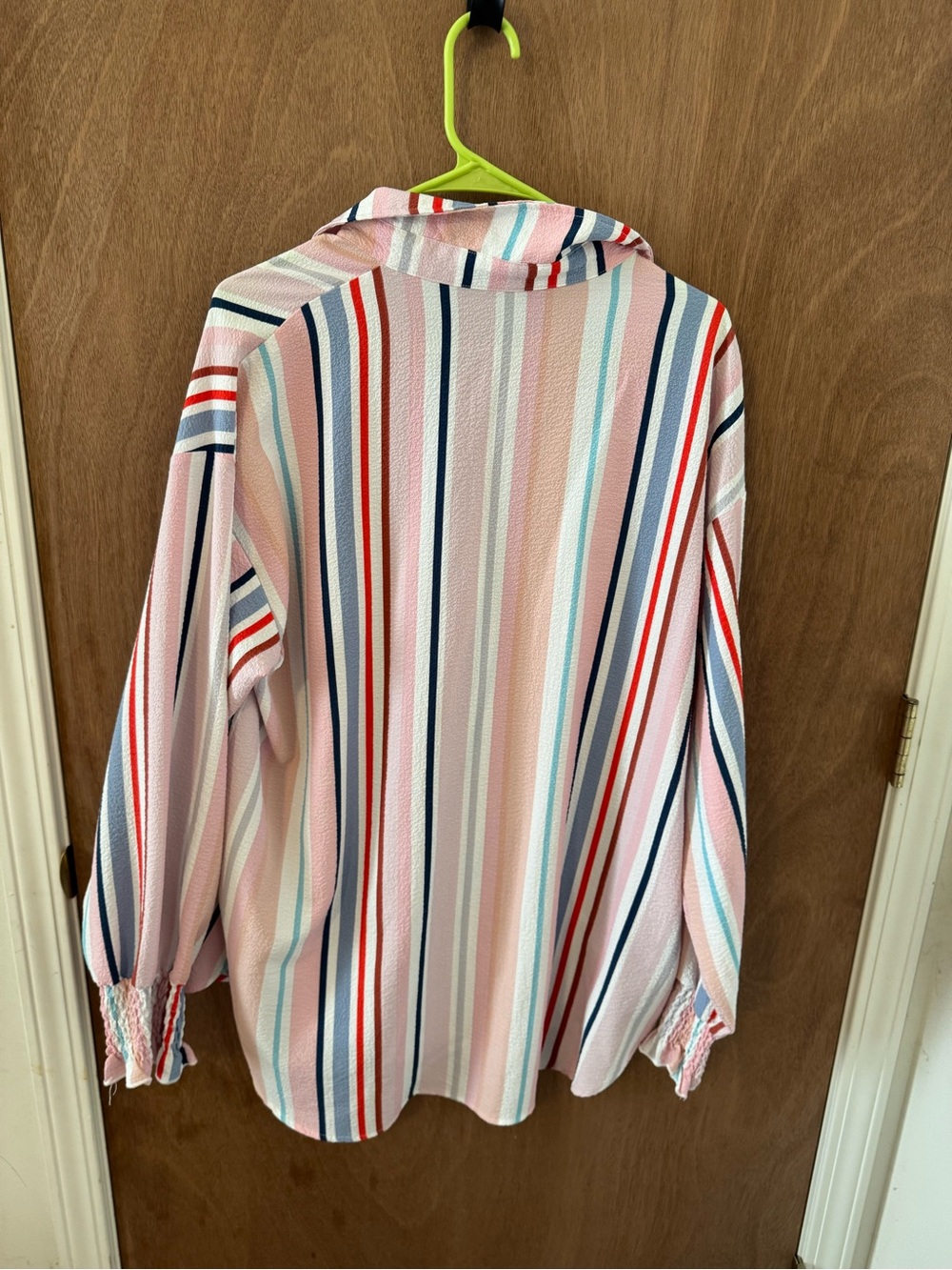 Striped Button-Down Shirt in Pink, Red, Navy & Aqua
